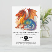 Invitation Roaring Rainbow Dragon Birthday (Debout devant)