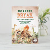 Invitation Roarrr Jurassic Dinosaur Boy Dino Birthday Party (Debout devant)