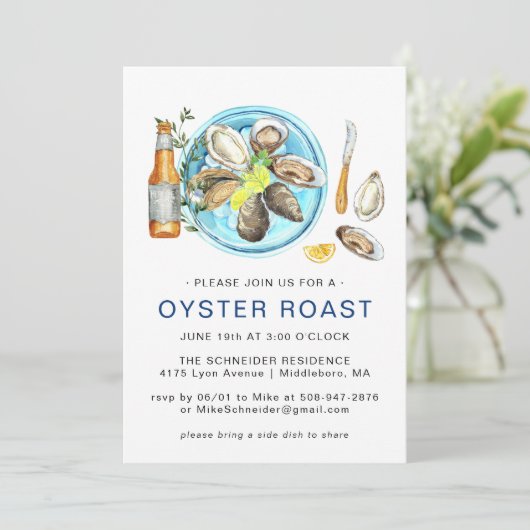 Invitation Roast d'huîtres d'été | Cuisson de fruits de mer e (Debout devant)