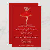 Invitation Robe 16e Fête des mariées rouge or doux (Devant / Derrière)