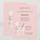 Invitation Robe à ailes de fée rose blush licorne anniversair (Devant / Derrière)