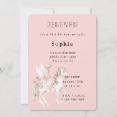 Invitation Robe à ailes de fée rose blush licorne anniversair (Devant)