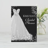 Invitation Robe à bijoux blanc Mariage noir Fête des mariées (Debout devant)
