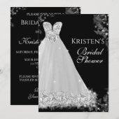 Invitation Robe à bijoux blanc Mariage noir Fête des mariées (Devant / Derrière)