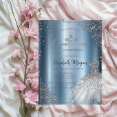 Invitation Robe à cadre en diamants d'argent Quinceañera