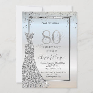 Invitation Robe à Diamants Brillants Argentés 80e Anniversair