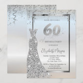 Invitation Robe à diamants brillants argentés pour 60e annive (Devant / Derrière)
