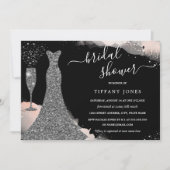 Invitation Robe à paillettes argentées Blush pour la douche d (Devant)
