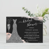 Invitation Robe à paillettes argentées Blush pour la douche d (Debout devant)