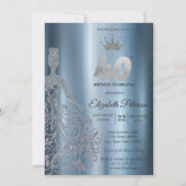 Invitation Robe à paillettes argentées, Diamants Bleus 40e An (Devant)