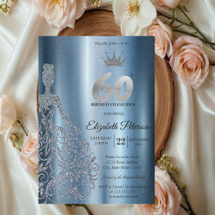 Invitation Robe à paillettes argentées, Diamants Bleus 60e An