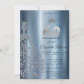 Invitation Robe à paillettes argentées, Diamants Bleus 60e An (Devant)