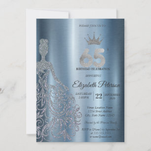 Invitation Robe à paillettes argentées, Diamants Bleus 65e An