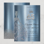 Invitation Robe à paillettes argentées, Diamants Bleus 65e An (Devant / Derrière)