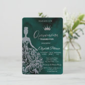 Invitation Robe à paillettes argentées, Diamants Vert Douce 1 (Debout devant)