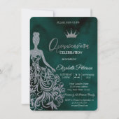 Invitation Robe à paillettes argentées, Diamants Vert Douce 1 (Devant)