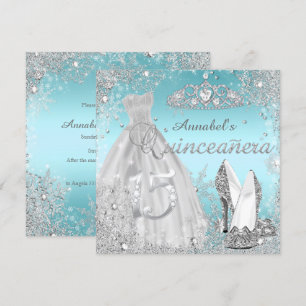 Invitation Robe à paillettes argentées et bleues et diadème Q