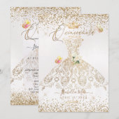 Invitation Robe à paillettes blanche et or PixDezines Quincea (Devant / Derrière)