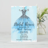 Invitation Robe à paillettes bleues et argentées Soirée de ma (Debout devant)