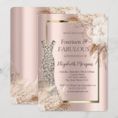Invitation Robe à paillettes Boho Fleurs 40e Anniversaire   (Devant / Derrière)