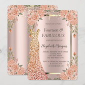 Invitation Robe à paillettes Boho Fleurs 40e Anniversaire   (Devant / Derrière)