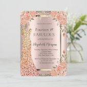 Invitation Robe à paillettes Boho Fleurs 40e Anniversaire   (Debout devant)