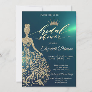 Invitation Robe à paillettes, Diadème, Fête de mariage vert D
