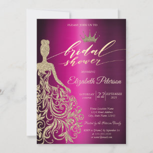 Invitation Robe à paillettes, Diadème, Robe de douche de mari