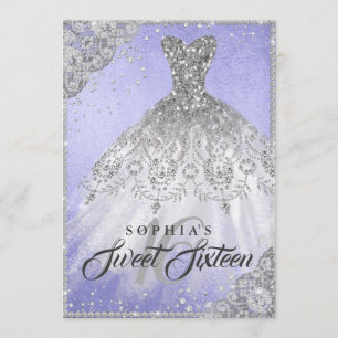 Invitation Robe à paillettes diamant argent pourpre Sweet Six