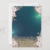 Invitation Robe à paillettes,Diamants Fleurs Vert Douce 16 (Dos)