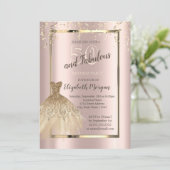 Invitation Robe à paillettes dorées 50e anniversaire (Debout devant)
