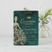 Invitation Robe à paillettes dorées chic, Diamants Vert Douce (Debout devant)