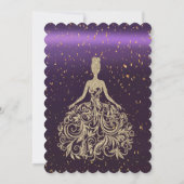 Invitation Robe à paillettes dorées chic violet Shower de mar (Dos)