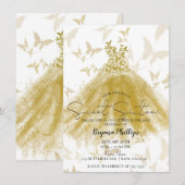 Invitation Robe à paillettes dorées Danse papillon Fête Sweet (Devant / Derrière)