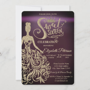Invitation Robe à paillettes dorées, Diadème Burgundy Sweet 1