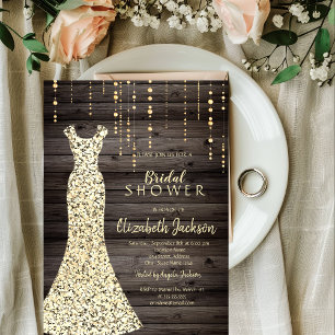 Invitation Robe à paillettes dorées, exposition de mariage en