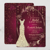 Invitation Robe à paillettes dorées Mariage Rétro (Devant / Derrière)