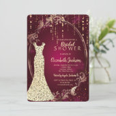 Invitation Robe à paillettes dorées Mariage Rétro (Debout devant)