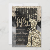 Invitation Robe à Paillettes Dorées Soirée 50ème Anniversaire (Devant)