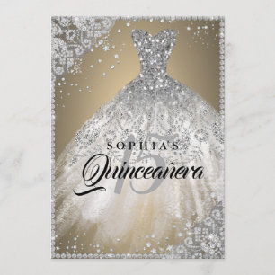 Invitation Robe à paillettes en dentelle de diamant Or Argent