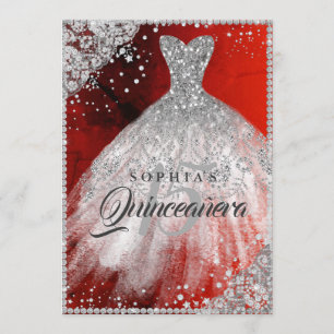 Invitation Robe à paillettes en dentelle de diamant rouge arg