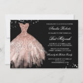 Invitation Robe à paillettes en or rose diamant Bat Mitzvah (Devant)