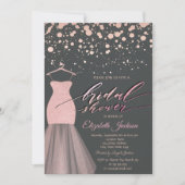 Invitation Robe à paillettes et points de rose doré moderne p (Devant)