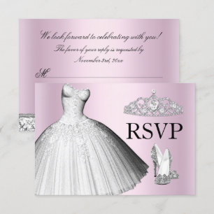Invitation Robe à paillettes et talons Quinceanera RSVP