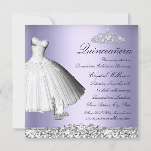Invitation Robe à paillettes étincelantes violettes et talons