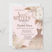 Invitation Robe à paillettes, herbe de Pampas, fleurs boho Sw (Devant)