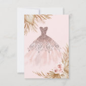 Invitation Robe à paillettes jolie, Pampas, RSVP douceur rose (Dos)