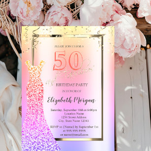 Invitation Robe à paillettes Ombre 50e anniversaire 