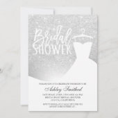 Invitation Robe à paillettes ombrée argentée pour douche de m (Devant)