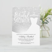 Invitation Robe à paillettes ombrée argentée pour douche de m (Debout devant)